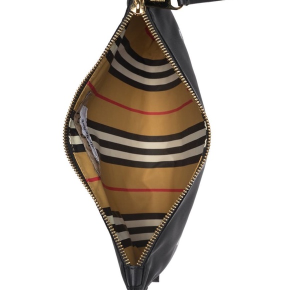 BURBERRY LONDON SIGNATURE LARGE BLACK NYLON POUCH/CLUTCH W/ KINGDOM CHECK LINING - Picture 5 of 16